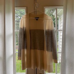 Gray and white cashmere cardigan